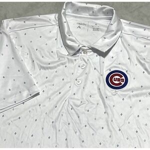 Chicago Cubs Antigua White Polo Shirt Men's XL MLB Golf Diamond Pattern NEW